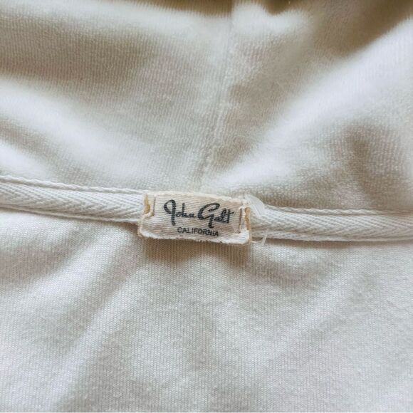 John Galt Crop Sweatshirt Top Zip Hoodie Longsleeve Casual White One Size - Picture 2 of 3